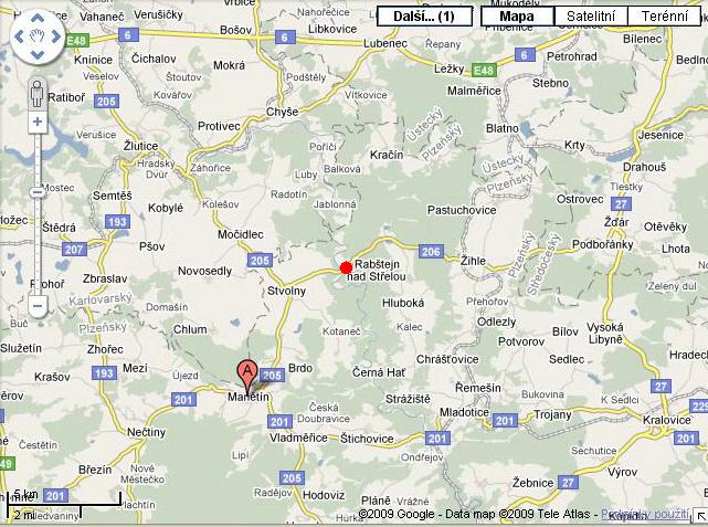 červenej puntík je náš cíl